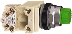 Schneider Electric - 30mm Mount Hole, Extended Straight, Pushbutton Switch - White Pushbutton, Illuminated, Momentary (MO) - Eagle Tool & Supply