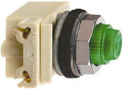 Schneider Electric - 240 VAC Green Lens Incandescent Pilot Light - Round Lens, Screw Clamp Connector - Eagle Tool & Supply