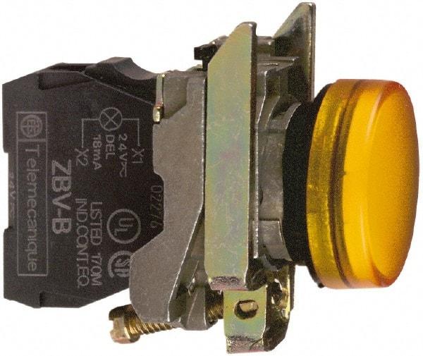 Schneider Electric - 250 V Orange Lens Pilot Light - Round Lens, Screw Clamp Connector, 30mm Wide, Vibration Resistant, Water Resistant - Eagle Tool & Supply