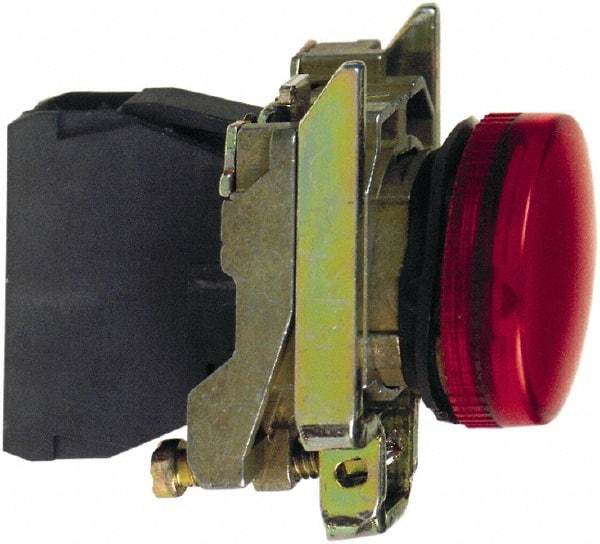 Square D - 24 VAC/VDC Red Lens LED Indicating Light - Round Lens, Screw Clamp Connector, 46.5mm OAL x 30mm Wide, Shock Resistant, Vibration Resistant - Eagle Tool & Supply