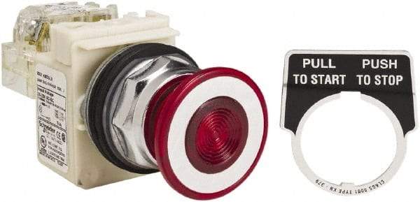 Square D - 30mm Mount Hole, Pushbutton Switch - Red Pushbutton, Maintained (MA) - Eagle Tool & Supply