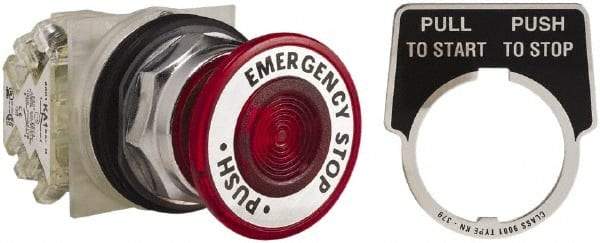 Square D - 30mm Mount Hole, Pushbutton Switch - Red Pushbutton, Maintained (MA) - Eagle Tool & Supply