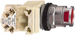 Schneider Electric - 30mm Mount Hole, Extended Straight, Pushbutton Switch with Contact Block - Clear Pushbutton, Momentary (MO) - Eagle Tool & Supply