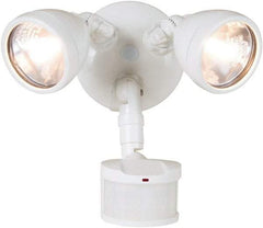 Cooper Lighting - 2 Head, 70 Ft. Detection, 270° Angle, Halogen Lamp Motion Sensing Light Fixture - 120 Volt, 200 Watt, Metal White Housing, Wall, Eave Mounted - Eagle Tool & Supply