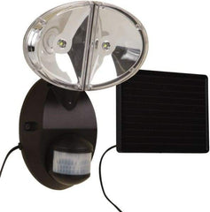 Cooper Lighting - 1 Head, 70 Ft. Detection, 180° Angle, LED Lamp Motion Sensing Light Fixture - 5 Volt, Plastic White Housing, Wall Mounted - Eagle Tool & Supply
