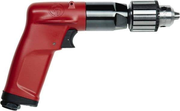 Chicago Pneumatic - 1/4" Keyed Chuck - Pistol Grip Handle, 4,500 RPM, 2.5 LPS, 5.3 CFM, 0.5 hp, 90 psi - Eagle Tool & Supply