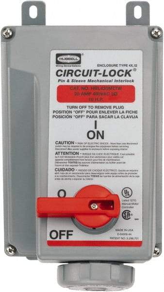 Hubbell Wiring Device-Kellems - 3 Phase, 480 VAC, 20 Amp, 5 hp, Interlock Receptacle - 3 Poles, Watertight, IEC 60309, Red - Eagle Tool & Supply