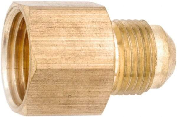 ANDERSON METALS - 1/2" Tube OD, 45° Lead Free Brass Flared Tube Female Connector - 1/4 NPT, Flare x FNPT Ends - Eagle Tool & Supply