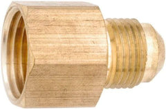 ANDERSON METALS - 3/8" Tube OD, 45° Lead Free Brass Flared Tube Female Connector - 3/8 NPT, Flare x FNPT Ends - Eagle Tool & Supply