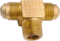 ANDERSON METALS - 3/8" Tube OD, 45° Lead Free Brass Flared Tube Male Branch Tee - 1/2 NPT, Flare x Flare x MIP Ends - Eagle Tool & Supply