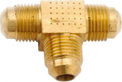 ANDERSON METALS - 1/2" Tube OD, 45° Lead Free Brass Flared Tube Union Tee - Flare x Flare x Flare Ends - Eagle Tool & Supply