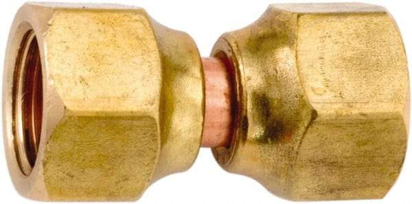 ANDERSON METALS - 1/2" Tube OD, 45° Lead Free Brass Flared Tube Swivel Connector - Flare x Flare Ends - Eagle Tool & Supply
