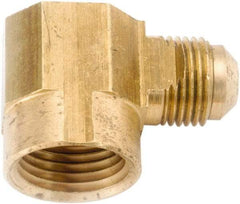 ANDERSON METALS - 1/4" Tube OD, 45° Lead Free Brass Flared Tube Female Elbow - 1/8 NPT, Flare x FNPT Ends - Eagle Tool & Supply