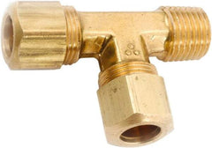 ANDERSON METALS - 3/8" OD, Lead Free Brass Male Run Tee - 200 Max Working psi, Comp x MNPT x Comp Ends - Eagle Tool & Supply