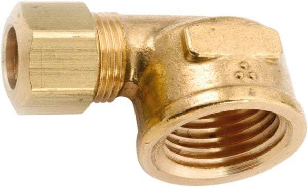 ANDERSON METALS - 1/4" OD, Lead Free Brass Female Elbow - 300 Max Working psi, Comp x FNPT Ends - Eagle Tool & Supply