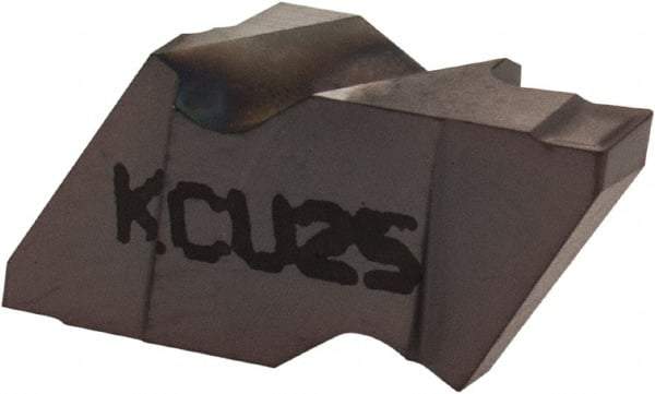 Kennametal - 2M220NG K Grade KCU25, 2.2mm Cutting Width Carbide Grooving Insert - 2.79mm Max Depth of Cut, Left Hand, 0.19mm Corner Radius, AlTiN Finish - Eagle Tool & Supply