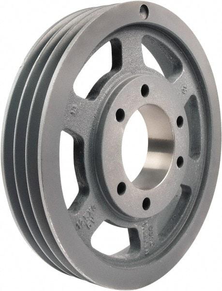 TB Wood's - 3 Groove, 7/8 to 3-1/2 Bore Diam, 12-1/2" Outside Diam, QD Bushed V Belt Sheave - 12.5 5V Diam Belt Pitch - Eagle Tool & Supply
