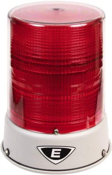 Edwards Signaling - 120 VAC, 4X NEMA Rated, LED, Red, Flashing, Steady Light - 65 Flashes per min, 3/4 Inch Pipe, 6-1/2 Inch Diameter, 8 Inch High, IP66 Ingress Rating, Pipe Mount - Eagle Tool & Supply