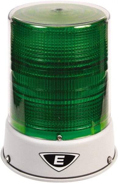 Edwards Signaling - 120 VAC, 4X NEMA Rated, LED, Green, Flashing, Steady Light - 65 Flashes per min, 3/4 Inch Pipe, 8-1/4 Inch Diameter, 7-3/4 Inch High, IP66 Ingress Rating, Pipe Mount - Eagle Tool & Supply