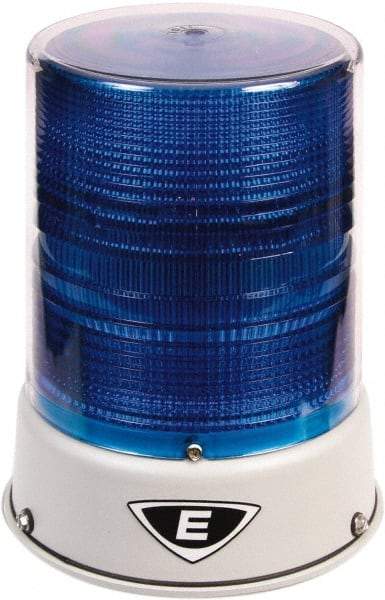 Edwards Signaling - 120 VAC, 4X NEMA Rated, LED, Blue, Flashing, Steady Light - 65 Flashes per min, 3/4 Inch Pipe, 8-1/4 Inch Diameter, 7-3/4 Inch High, IP66 Ingress Rating, Pipe Mount - Eagle Tool & Supply