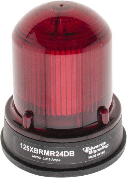 Edwards Signaling - 24 VDC, 4X NEMA Rated, LED, Red, Flashing, Steady Light - 65 Flashes per min, 3/4 Inch Pipe, 3-1/4 Inch Diameter, 3-7/8 Inch High, Panel Mount, Pipe Mount - Eagle Tool & Supply