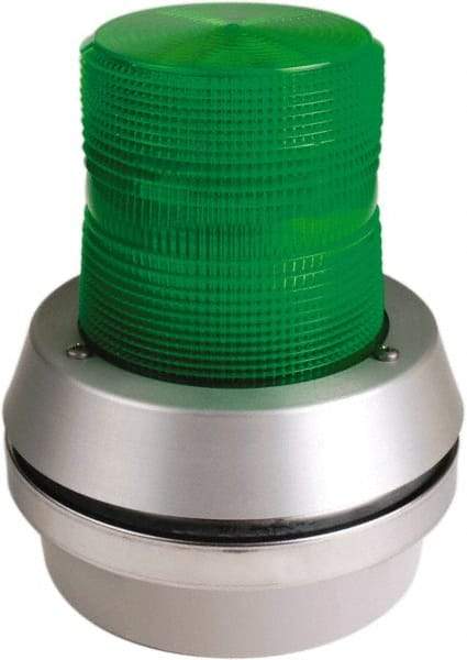 Edwards Signaling - 120 VAC, LED, Green, Flashing Light - 65 Flashes per min, 1/2 Inch Pipe, 6 Inch Diameter, 7-3/8 Inch High, Box Mount, Pane, Pipe, Surface and Wall Mount - Eagle Tool & Supply