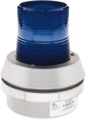 Edwards Signaling - 120 VAC, LED, Blue, Flashing Light - 65 Flashes per min, 1/2 Inch Pipe, 6 Inch Diameter, 7-3/8 Inch High, Box Mount, Pane, Pipe, Surface and Wall Mount - Eagle Tool & Supply