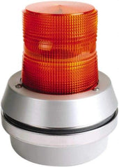 Edwards Signaling - 24 VDC, LED, Amber, Flashing Light - 65 Flashes per min, 1/2 Inch Pipe, 6 Inch Diameter, 7-3/8 Inch High, Box Mount, Pane, Pipe, Surface and Wall Mount - Eagle Tool & Supply