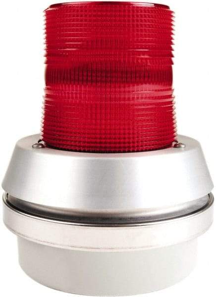 Edwards Signaling - 24 VDC, LED, Red, Flashing Light - 65 Flashes per min, 1/2 Inch Pipe, 6 Inch Diameter, 7-3/8 Inch High, Box Mount, Pane, Pipe, Surface and Wall Mount - Eagle Tool & Supply