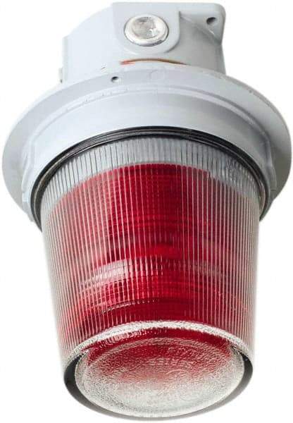 Edwards Signaling - 24 VDC, 4, 3R NEMA Rated, LED, Amber, Flashing, Steady Light - 65 Flashes per min, 3/4 Inch Pipe, 7 Inch Diameter, 10-1/8 Inch High, Ceiling Mount - Eagle Tool & Supply