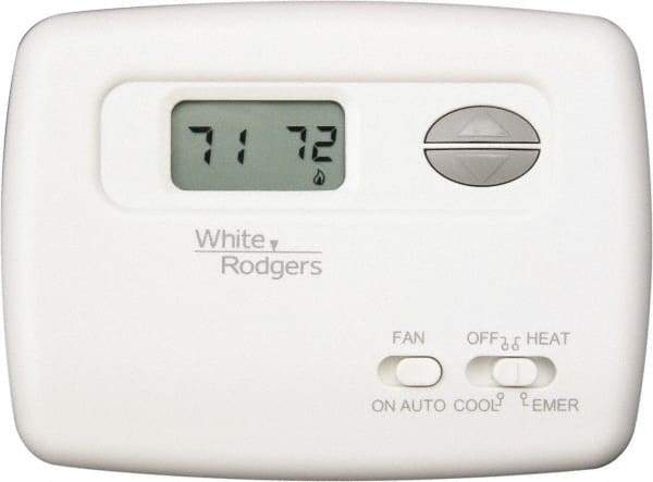 White-Rodgers - 45 to 90°F, 2 Heat, 1 Cool, Digital Nonprogrammable Heat Pump Thermostat - 20 to 30 Volts, Horizontal Mount, Hardwire Switch - Eagle Tool & Supply