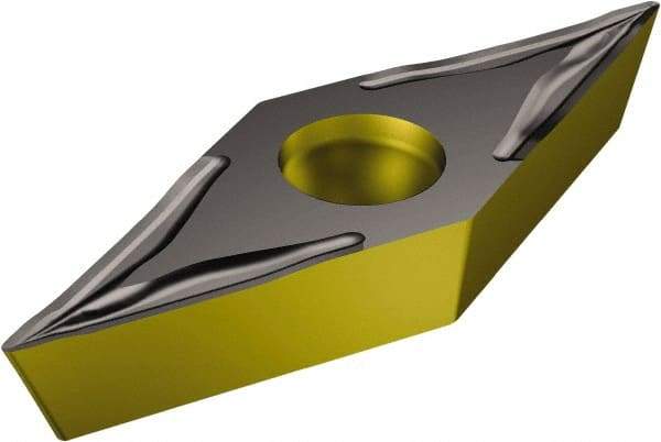 Sandvik Coromant - VCGT221 UM Grade 1515 Carbide Turning Insert - TiCN/Al2O3/TiN Finish, 35° Diamond, 1/4" Inscr Circle, 1/8" Thick, 1/64" Corner Radius - Eagle Tool & Supply
