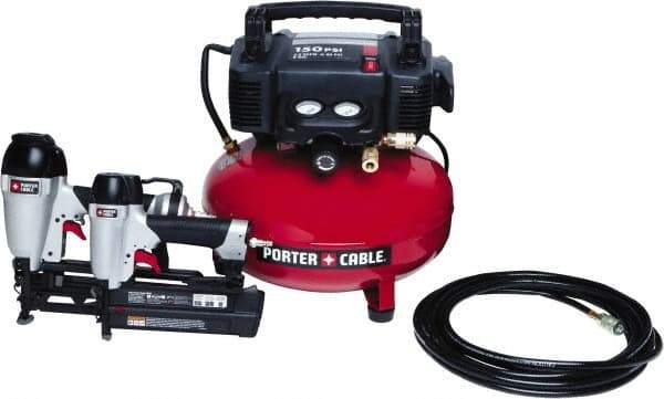 Porter-Cable - 0.80 HP, 2.6 SCFM at 90 psi Pancake Finish/Nailer Combo - 6 Gallon Tank, 10 Amp, 150 Max psi, 120V - Eagle Tool & Supply