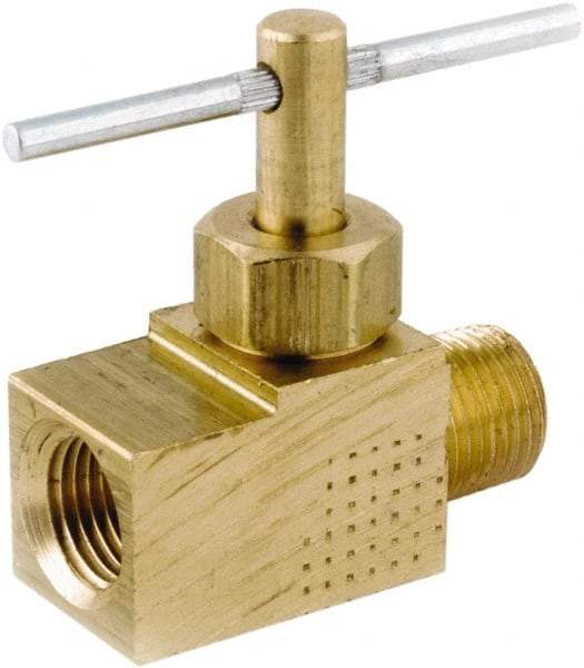 ANDERSON METALS - 1/8" Pipe, Inline Metal Seat Needle Valve - Brass Seal, MIP x FIP Ends, Lead Free Brass Valve, 150 Max psi - Eagle Tool & Supply