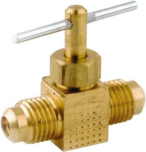 ANDERSON METALS - 1/4 x 1/4" Pipe, Inline Metal Seat Needle Valve - Brass Seal, FL x FL Ends, Lead Free Brass Valve, 150 Max psi - Eagle Tool & Supply