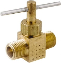 ANDERSON METALS - 1/4" Pipe, Inline Metal Seat Needle Valve - Brass Seal, MPT Ends, Lead Free Brass Valve, 150 Max psi - Eagle Tool & Supply