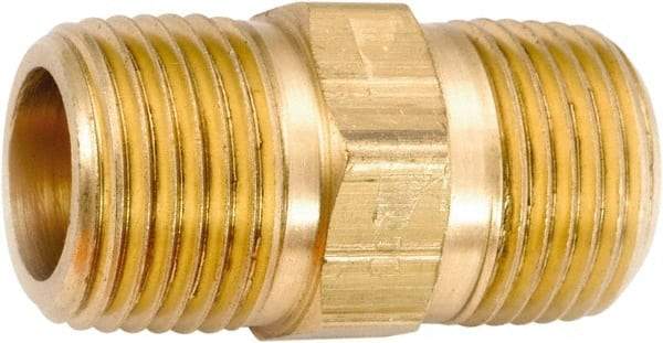 ANDERSON METALS - 3/8-18 Male Thread, Lead Free Brass Industrial Pipe Hex Nipple - MNPT, 1,000 psi - Eagle Tool & Supply
