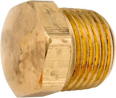 ANDERSON METALS - 1/2-14 Male Thread, Lead Free Brass Industrial Pipe Hex Head Plug - MNPT, 1,000 psi - Eagle Tool & Supply