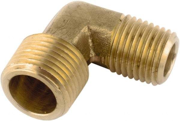 ANDERSON METALS - 3/8-18 x 1/4-18 Male Thread, Lead Free Brass Industrial Pipe 90° Male Elbow - MNPT, 1,000 psi - Eagle Tool & Supply