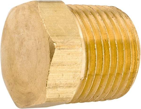 ANDERSON METALS - 1/2-14 Male Thread, Lead Free Brass Industrial Pipe Hex Head Plug - MNPT, 1,000 psi - Eagle Tool & Supply