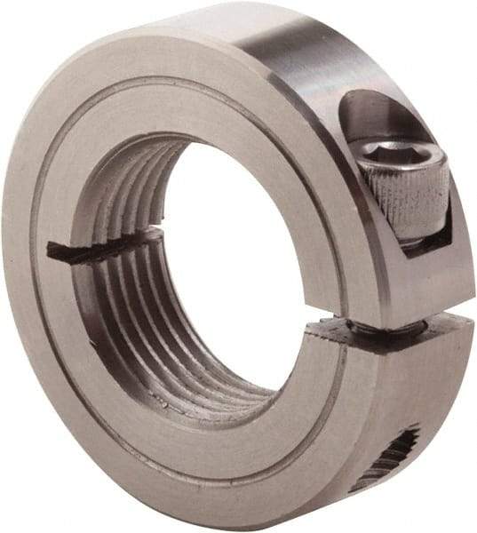 Climax Metal Products - 7/8-9 Thread, Stainless Steel, One Piece Threaded Shaft Collar - 1-5/8" Outside Diam, 1/2" Wide - Eagle Tool & Supply