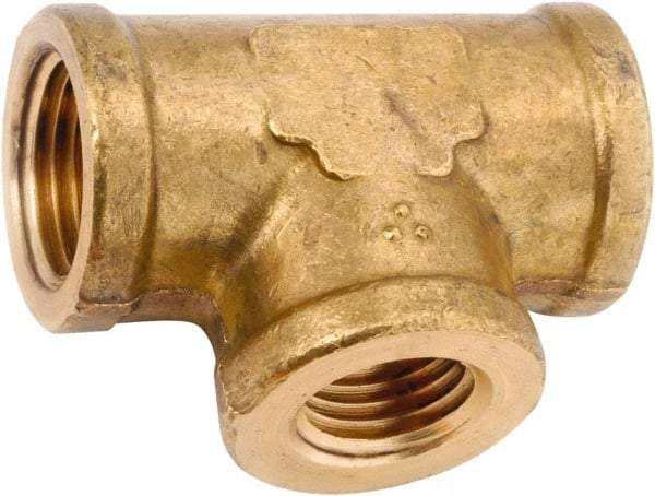 ANDERSON METALS - Class NSF, 3/8 x 3/8 x 1/4" Internal Pipe, Lead Free Brass Reducing Tee - NPT - Eagle Tool & Supply