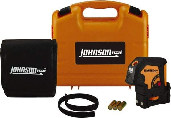 Johnson Level & Tool - 2 Beam 100' (Interior) Max Range Self Leveling Dot Laser Level - Red Beam, 1/8" at 50' Accuracy, 9-1/2" Long x 1" Wide x 2-1/4" High, Battery Included - Eagle Tool & Supply