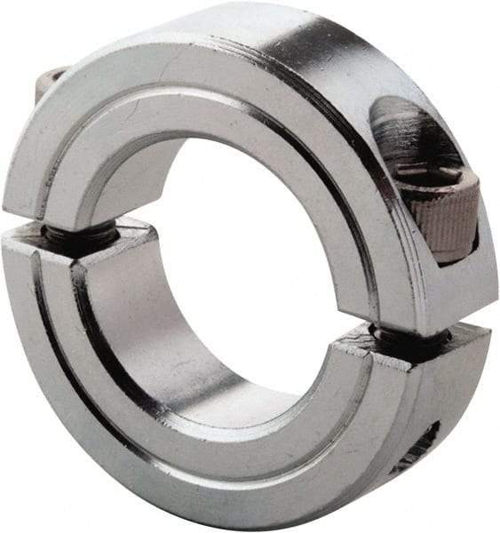 Climax Metal Products - 3/8" Bore, Steel, Two Piece Clamp Collar - 7/8" Outside Diam, 3/8" Wide - Eagle Tool & Supply