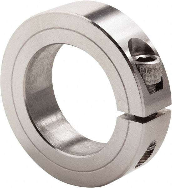 Climax Metal Products - 4" Bore, Stainless Steel, One Piece Clamp Collar - 5-1/4" Outside Diam, 7/8" Wide - Eagle Tool & Supply