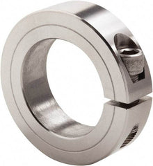 Climax Metal Products - 3-3/16" Bore, Stainless Steel, One Piece Clamp Collar - 4-1/2" Outside Diam, 7/8" Wide - Eagle Tool & Supply