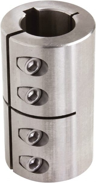 Climax Metal Products - 40mm Inside x 77mm Outside Diam, One Piece Split Clamping Collar with Keyway - Eagle Tool & Supply