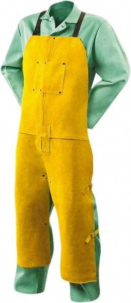 Steiner - 24 x 48" General Purpose Split Leg Apron - Leather, Yellow, 1 Pocket, Strap Closure - Eagle Tool & Supply