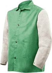 Steiner - Size 4XL Flame Resistant/Retardant Jacket - Green, Gray, Cotton & Leather, Snaps Closure - Eagle Tool & Supply