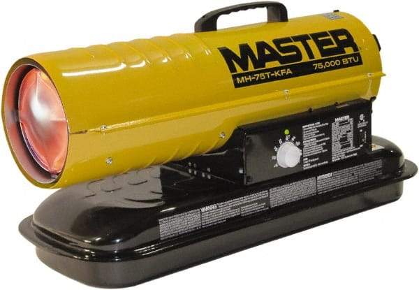 Master - 75,000 BTU Rating, Multi-Fuel Forced Air Heater - 1,875 Sq Ft Max Heating Area, 5 Gal Capacity, Fuel with Kerosene, Diesel & Fuel Oil - Eagle Tool & Supply